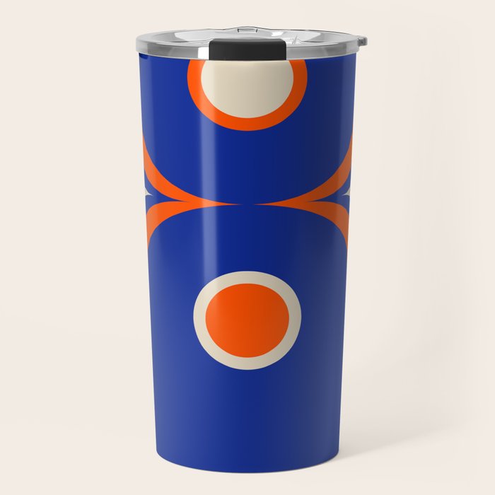Mod Curves Retro Abstract in Bright Blue and Orange Travel Mug Gallery Image 1