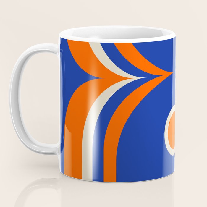 Mod Curves Retro Abstract in Bright Blue and Orange Coffee Mug Gallery Image 3