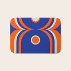 Mod Curves Retro Abstract in Bright Blue and Orange Bath Mat Gallery Image 1