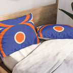 Mod Curves Retro Abstract in Bright Blue and Orange Pillow Sham Gallery Image 2