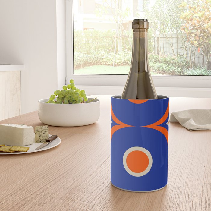 Mod Curves Retro Abstract in Bright Blue and Orange Wine Chiller Gallery Image 4
