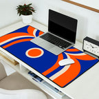 Mod Curves Retro Abstract in Bright Blue and Orange Desk Mat Gallery Image 2