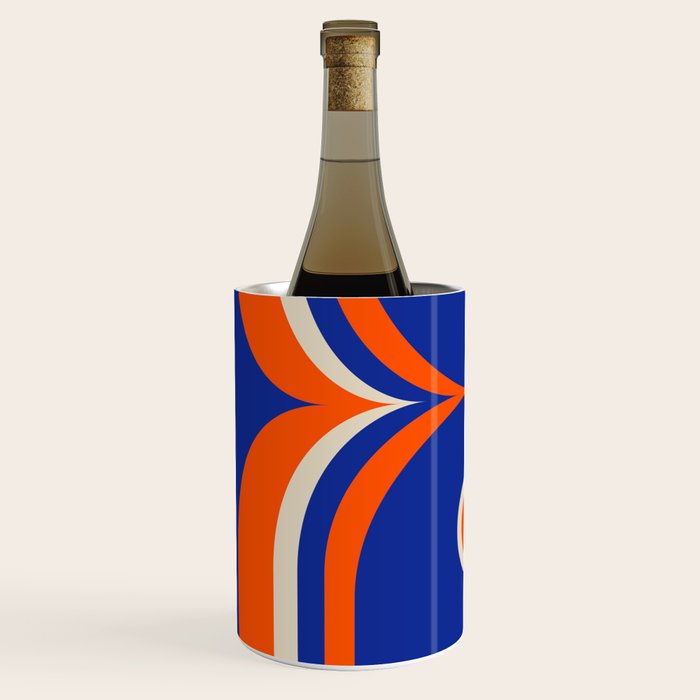 Mod Curves Retro Abstract in Bright Blue and Orange Wine Chiller Gallery Image 2