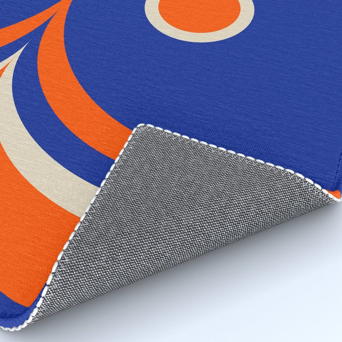 Mod Curves Retro Abstract in Bright Blue and Orange Rug Gallery Image 4