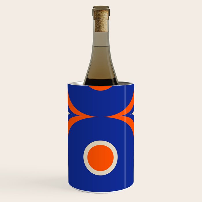 Mod Curves Retro Abstract in Bright Blue and Orange Wine Chiller Gallery Image 1