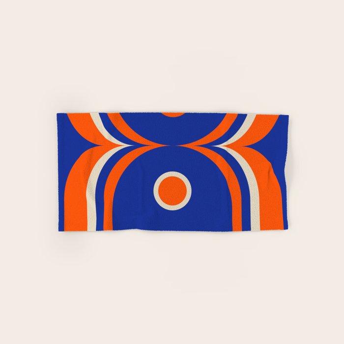 Mod Curves Retro Abstract in Bright Blue and Orange Bath Towel Gallery Image 1