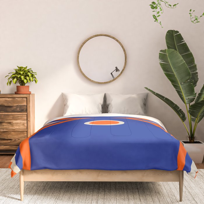 Mod Curves Retro Abstract in Bright Blue and Orange Comforter Gallery Image 3