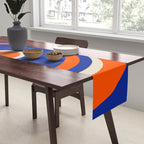 Mod Curves Retro Abstract in Bright Blue and Orange Table Runner Gallery Image 2