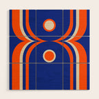 Mod Curves Retro Abstract in Bright Blue and Orange Wood Wall Art Gallery Image 1