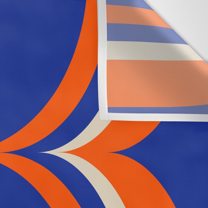 Mod Curves Retro Abstract in Bright Blue and Orange Wall Tapestry Gallery Image 3