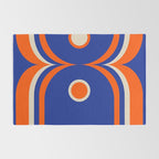Mod Curves Retro Abstract in Bright Blue and Orange Rug Gallery Image 2