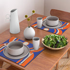 Mod Curves Retro Abstract in Bright Blue and Orange Placemat Gallery Image 2