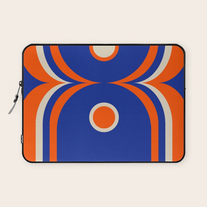 Mod Curves Retro Abstract in Bright Blue and Orange Laptop Sleeve Gallery Image 1