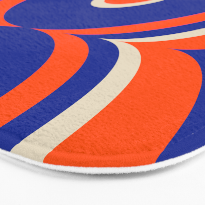 Mod Curves Retro Abstract in Bright Blue and Orange Bath Mat Gallery Image 3