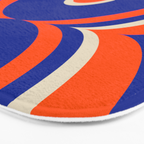 Mod Curves Retro Abstract in Bright Blue and Orange Bath Mat Gallery Image 3
