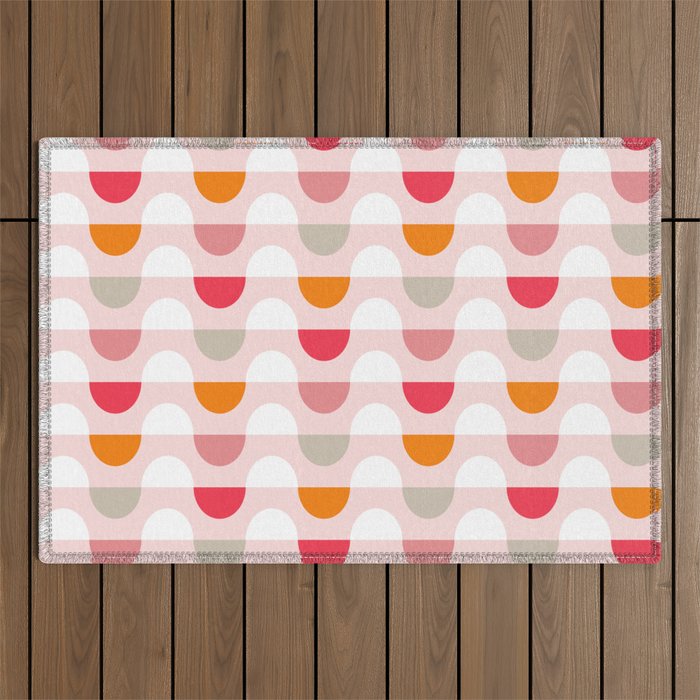 City life facade 2 pearl pink Outdoor Rug Gallery Image 1