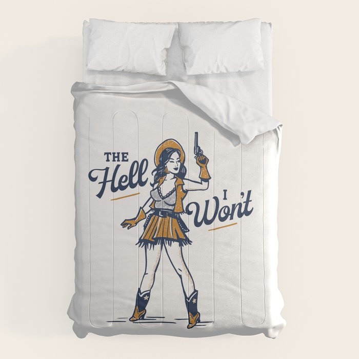 The Hell I Won't: Retro Cowgirl V.2 Comforter Gallery Image 6