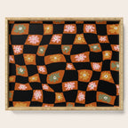 Retro floral check 1 Serving Tray Gallery Image 1