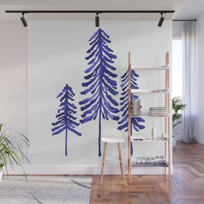 Pine Trees - Navy Wall Mural Gallery Image 1