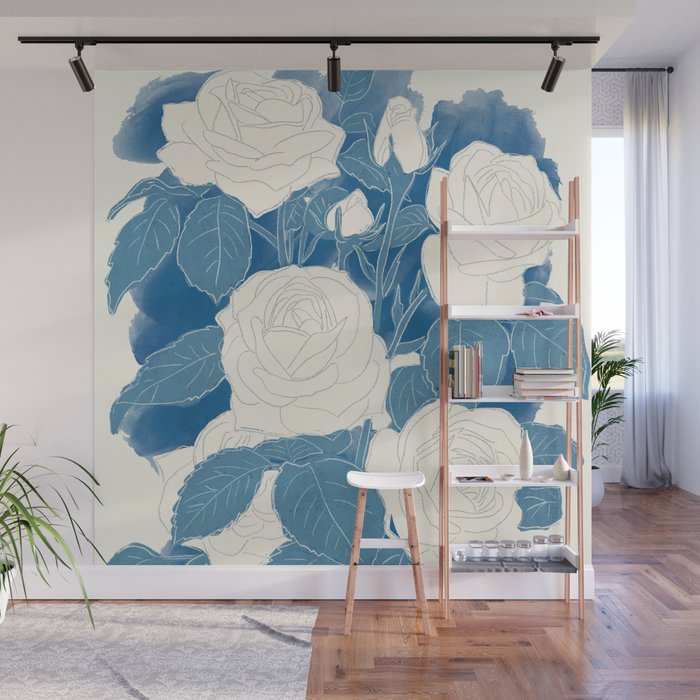 White Roses 7 Wall Mural Gallery Image 1