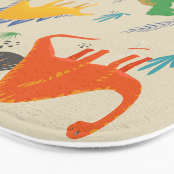 Jurassic Dinosaurs in Primary Colors Bath Mat Gallery Image 3