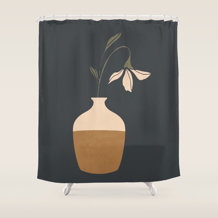 Minimal Abstract Art Vase Flower 9 Shower Curtain Gallery Image 1