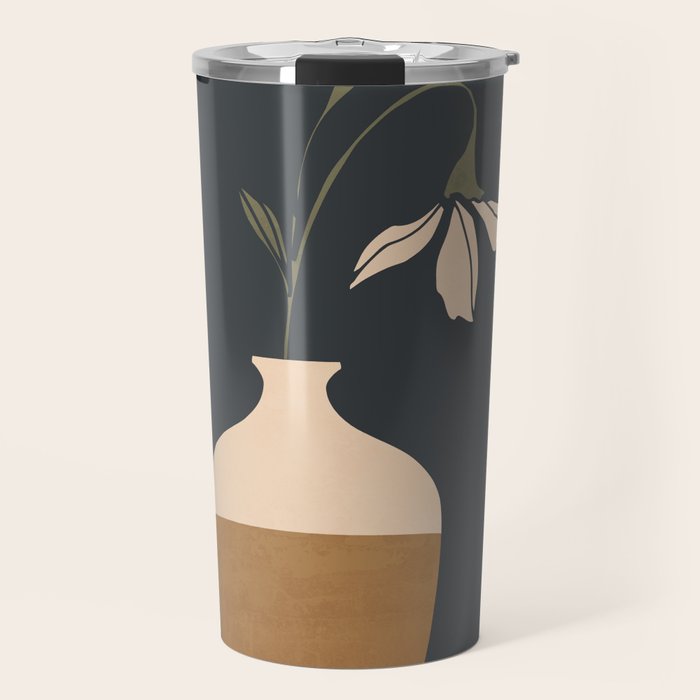 Minimal Abstract Art Vase Flower 9 Travel Mug Gallery Image 1
