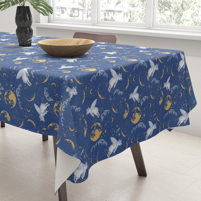 Celestial Pigs lunar blue Tablecloth Gallery Image 3