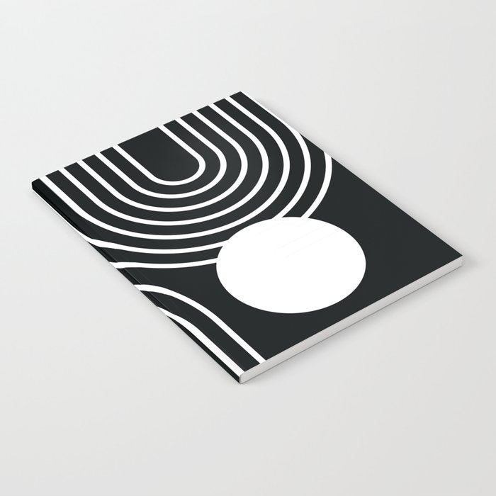 Mid Century Modern Geometric 191 in White and Black Notebook Gallery Image 1