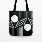 Mid Century Modern Geometric 191 in White and Black Tote Bag Gallery Image 1