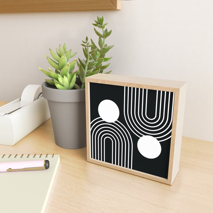 Mid Century Modern Geometric 191 in White and Black Mini Art Print Gallery Image 2