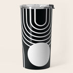 Mid Century Modern Geometric 191 in White and Black Travel Mug Gallery Image 2