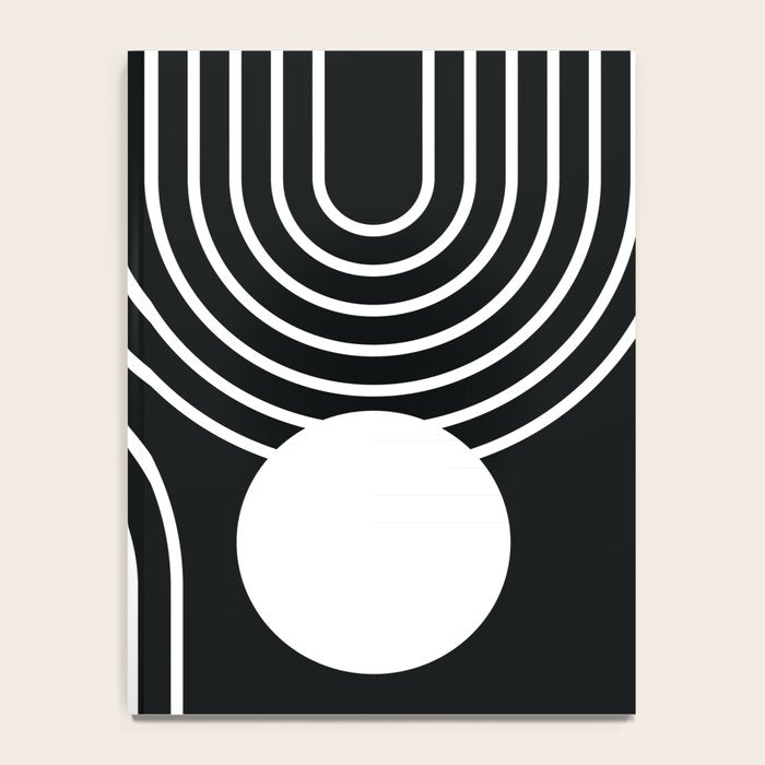 Mid Century Modern Geometric 191 in White and Black Notebook Gallery Image 4