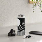 Mid Century Modern Geometric 191 in White and Black Water Bottle Gallery Image 4