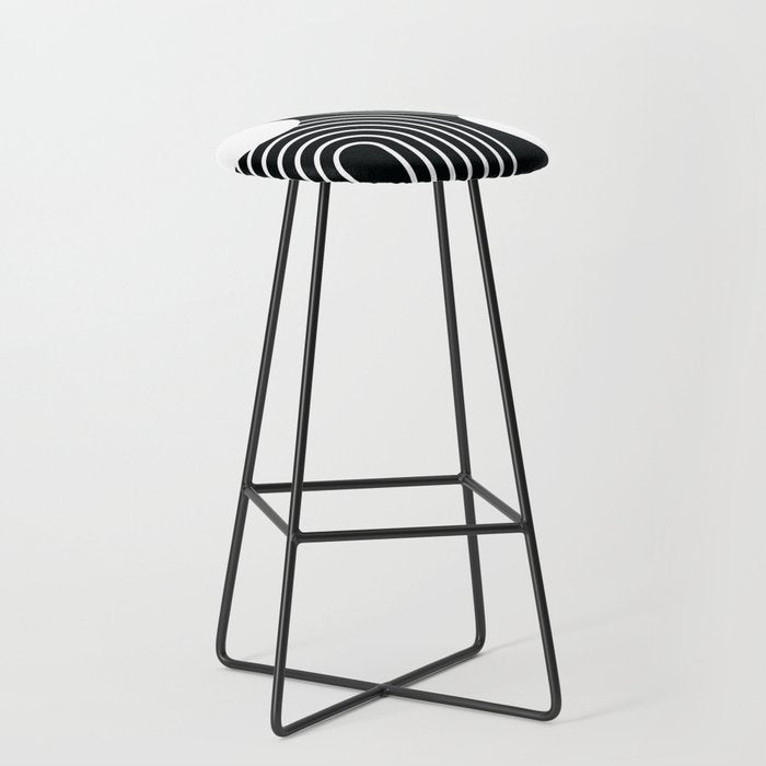 Mid Century Modern Geometric 191 in White and Black Stool Gallery Image 1