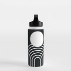 Mid Century Modern Geometric 191 in White and Black Water Bottle Gallery Image 3