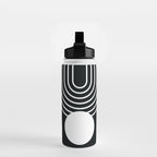 Mid Century Modern Geometric 191 in White and Black Water Bottle Gallery Image 2