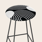 Mid Century Modern Geometric 191 in White and Black Stool Gallery Image 2