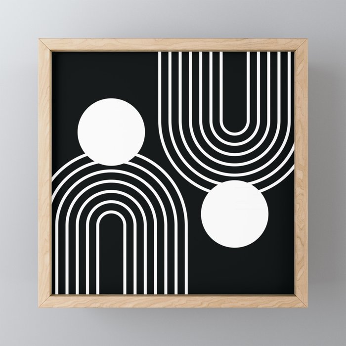 Mid Century Modern Geometric 191 in White and Black Mini Art Print Gallery Image 1