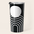 Mid Century Modern Geometric 191 in White and Black Travel Mug Gallery Image 3