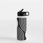 Mid Century Modern Geometric 191 in White and Black Water Bottle Gallery Image 1