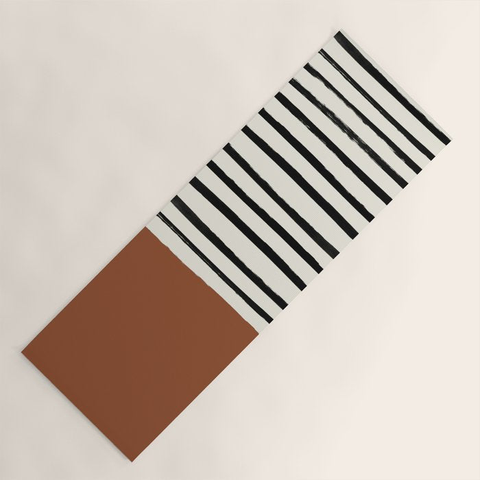Burnt Orange x Stripes Yoga Mat Gallery Image 1