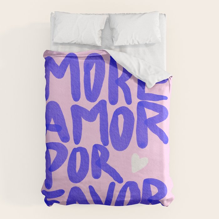More Amor por favor - brush typography love quote Duvet Cover Gallery Image 6