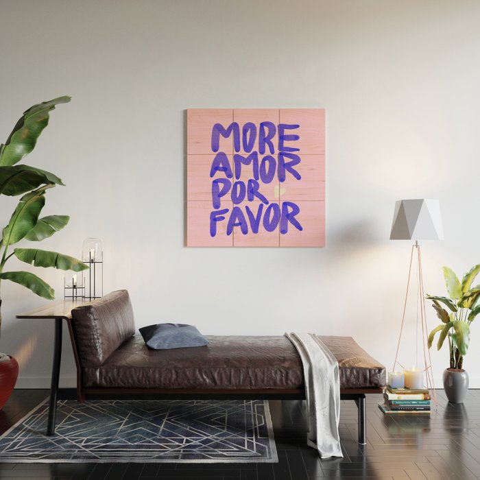 More Amor por favor - brush typography love quote Wood Wall Art Gallery Image 2