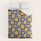 Retro happy smiling face checkered pattern Comforter Gallery Image 6
