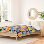 Retro happy smiling face checkered pattern Duvet Cover Gallery Image 2