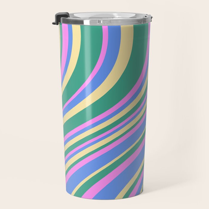Wavy Stripes XV - 90s Pastel Travel Mug Gallery Image 3