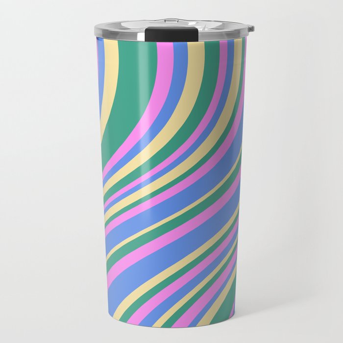 Wavy Stripes XV - 90s Pastel Travel Mug Gallery Image 1