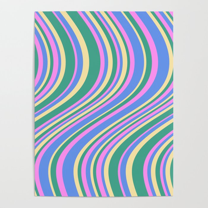 Wavy Stripes XV - 90s Pastel Poster Gallery Image 1