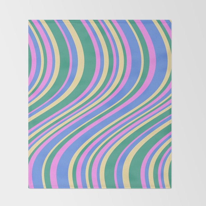 Wavy Stripes XV - 90s Pastel Throw Blanket Gallery Image 2